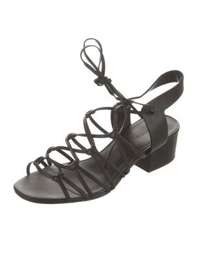 Vince Beaumont Leather Lace Up Block Heel Sandals in Black